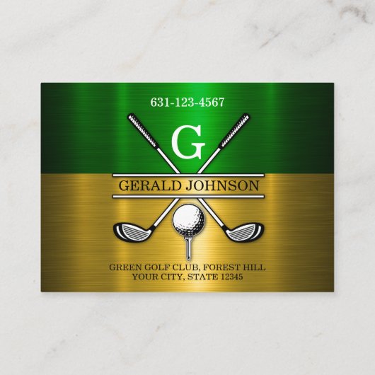 Custom Simple Elegant Golf Monogram Visitekaartje (Achterkant)