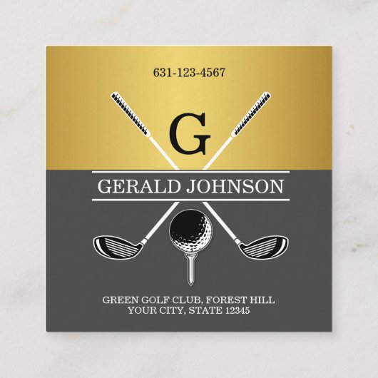 Custom Simple Elegant Golf Monogram Visitekaartje (Achterkant)