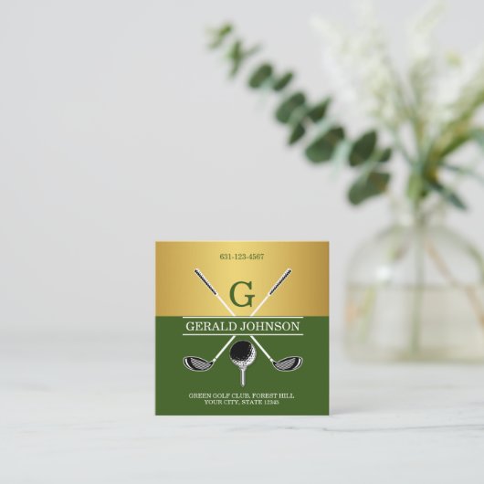 Custom Simple Elegant Golf Monogram Visitekaartje (Staand voorkant)