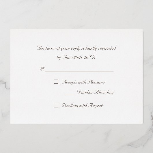 Custom Simple Elegant Party Event RSVP Roos Gold Folie Uitnodiging (Achterkant)