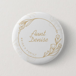Custom Simple Floral Bride's Family Button