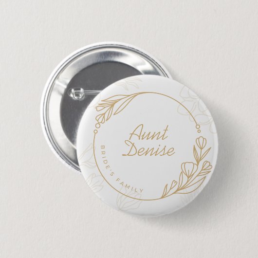 Custom Simple Floral Bride's Family Button (Voorkant /achterkant)