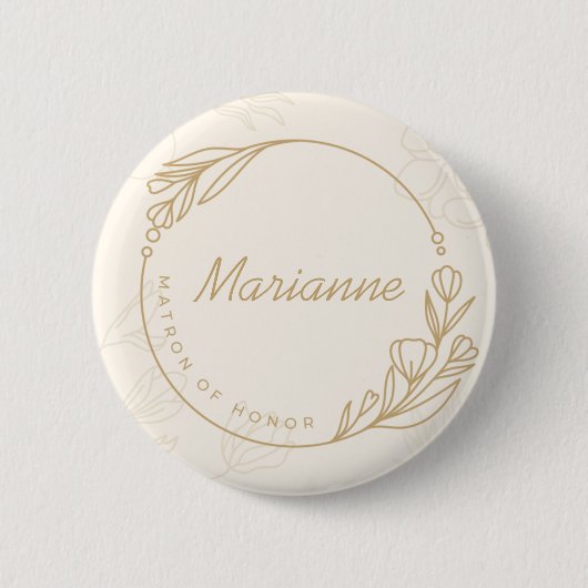 Custom Simple Floral Matron of Honor Button (Voorkant)