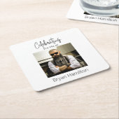 Custom Simple Funeral Celebration of Life Onderzet Kartonnen Onderzetters (Schuin)