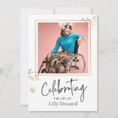 Custom Simple Gold Flower Funeral Memorial Program Kaart (Voorkant)