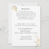 Custom Simple Gold Flower Funeral Memorial Program Kaart (Achterkant)