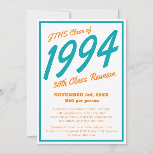 Custom Simple High School Class Reünie Kaart (Voorkant)