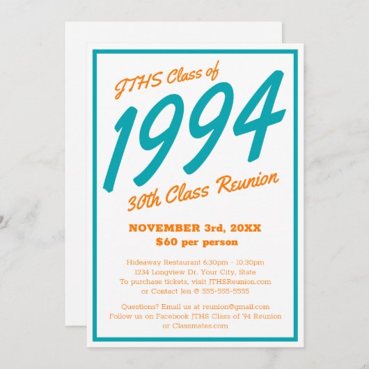 Custom Simple High School Class Reünie Kaart (Voorkant / Achterkant)