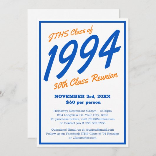 Custom Simple High School Class Reünie Kaart (Voorkant / Achterkant)