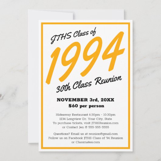 Custom Simple High School Class Reünie Kaart (Voorkant)