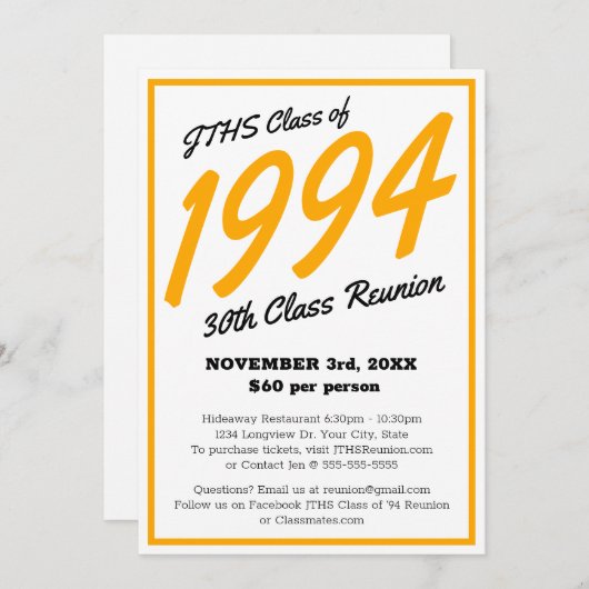 Custom Simple High School Class Reünie Kaart (Voorkant / Achterkant)