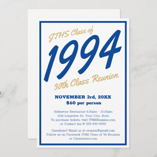 Custom Simple High School Class Reünie Kaart (Voorkant / Achterkant)