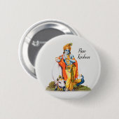Custom Simple Lord Krishna met koe- en vogelknop Ronde Button 5,7 Cm (Voorkant /achterkant)