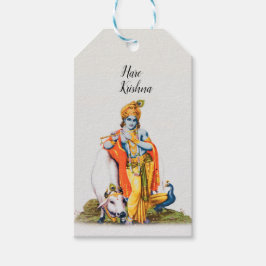 Custom Simple Lord Krishna met koe Gift Label Cadeaulabel