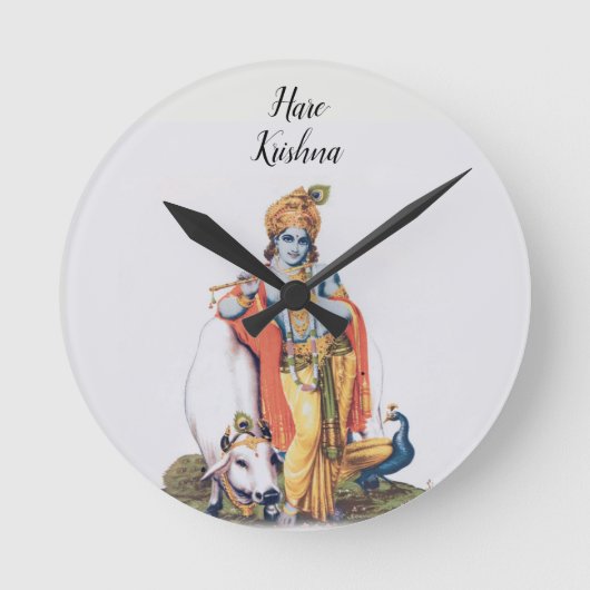 Custom Simple Lord Krishna met koe  Ronde Klok (Voorkant)