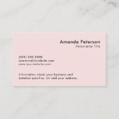 Custom Simple Minimalist Logo Blush Pink Visitekaartje (Achterkant)