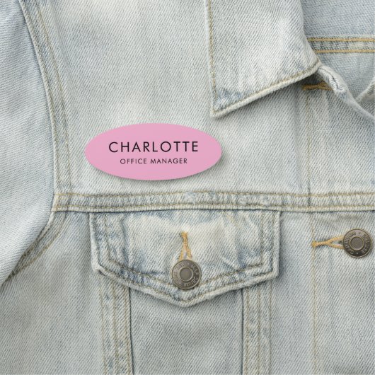 Custom Simple Professional Magnetic Pink Naamplaatje (In situ)