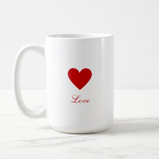 Custom Simple Red Heart Love Koffiemok (Links)