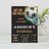 Custom Simple Soccer Birthday Invitation Kaart (Staand voorkant)