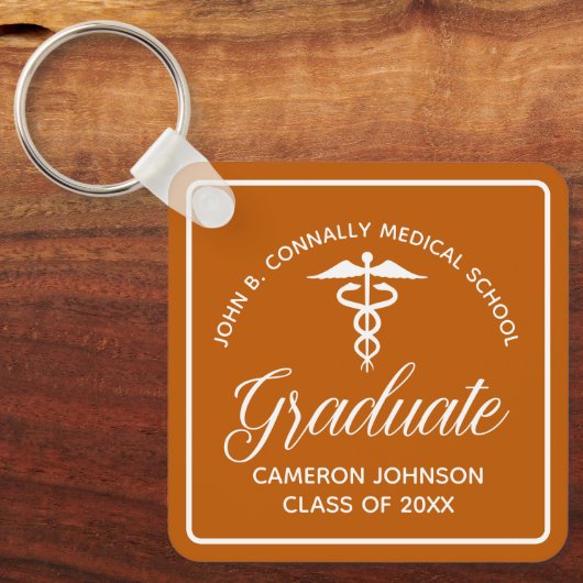 Custom Sinaasappel Medische School Afstuderen Keep Sleutelhanger (Voorkant)