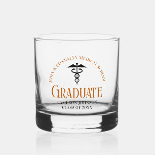 Custom Sinaasappel Medische School Afstuderen Keep Whisky Glas