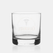 Custom Sinaasappel Medische School Afstuderen Keep Whisky Glas (Achterkant)