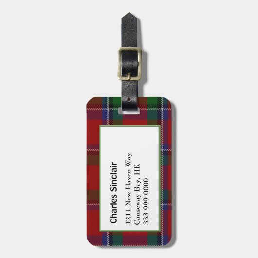 Custom Sinclair Familie Tartan Plaid Bagagelabel (Voorkant verticaal)