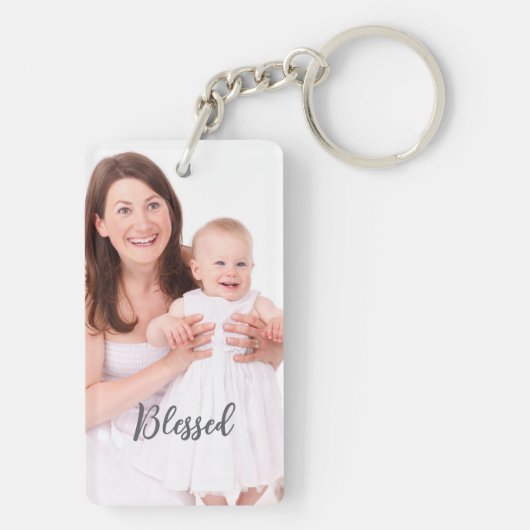 Custom Single Portrait Vertical Personal Photo  Sleutelhanger (achterkant)