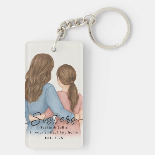 Custom Sisters Photo Keychain – Gift for Her (achterkant)