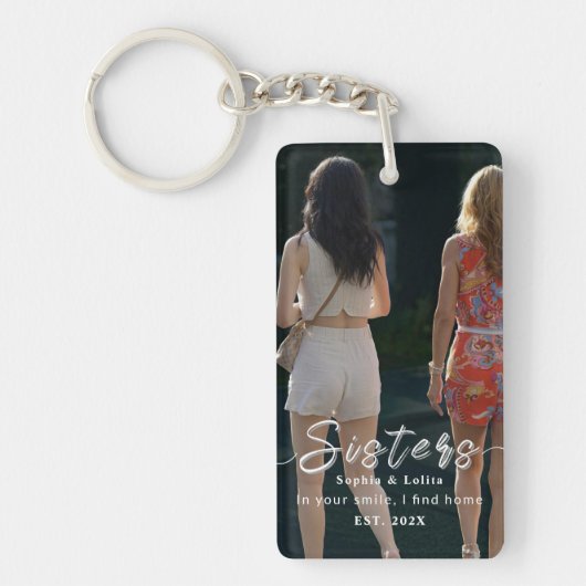 Custom Sisters Photo Keychain – Gift for Her (Voorkant)