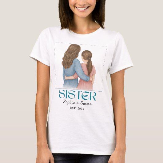 Custom Sisters T-Shirt – Personalized Gift Tee (Voorkant)