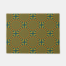 Custom Size Blauw & Geel Abstract Tribal Pet Mat