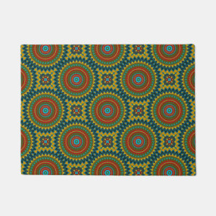Custom Size Geel Blauw Abstract Tribal Dog Rug Deurmat
