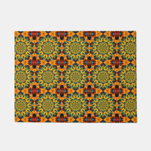 Custom Size Geel Bruin Koel Tribal Pet Bowl Mat (Voorkant)