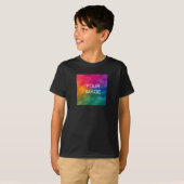 Custom Sjabloon Boys Front Design Print Zwart T-shirt (Voorkant volledig)