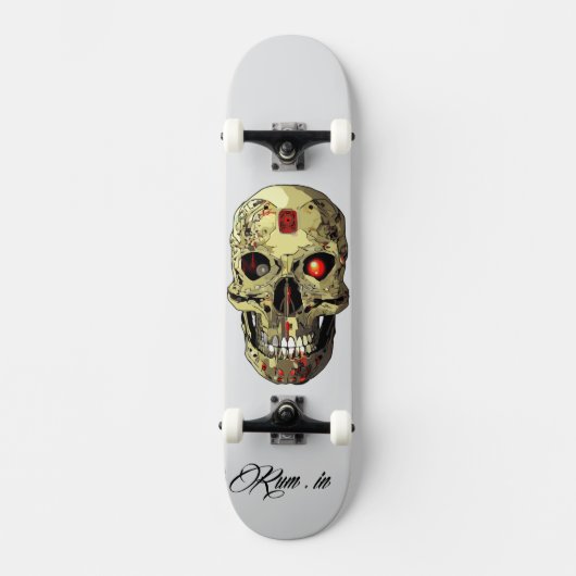 Custom Skateboard Deck - "Skull Cyborg" (Voorkant)