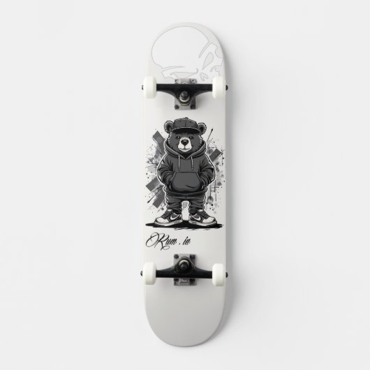 Custom Skateboard Deck - "Street Bear" (Voorkant)