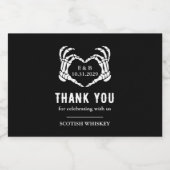 Custom Skelet Hart Zwart Tot Dood Bruiloft Likeurfles Etiket (Enkel label)