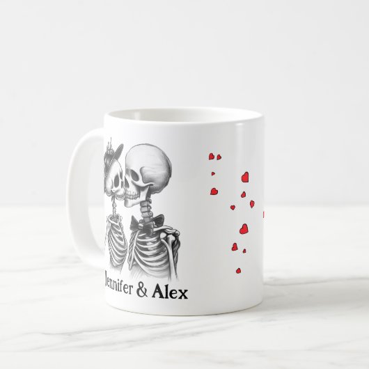 Custom Skeleton Couple Names Personalized Koffiemok (Voorkant links)
