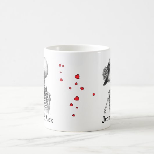 Custom Skeleton Couple Names Personalized Koffiemok (Center)