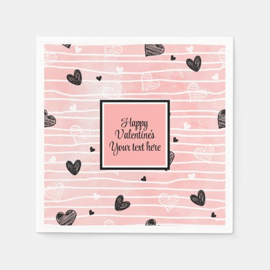 Custom Sketch Hearts Romantic Valentine Tableware  Servet (Voorkant)