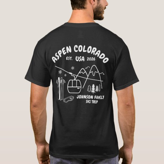 Custom Ski Trip Family Friends Group Matching T-shirt (Achterkant)