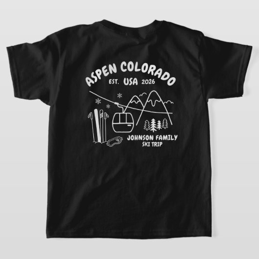 Custom Ski Trip Family Friends Group Matching T-shirt (Laag Achter)