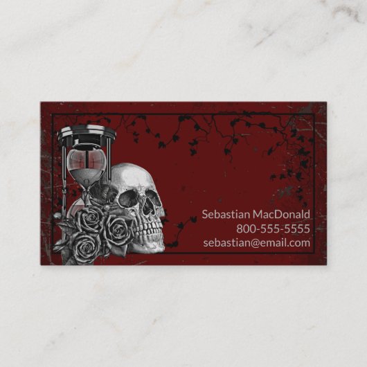 Custom Skull Gothic Roos Rock and Roll Heavy Metal Visitekaartje (Voorkant)