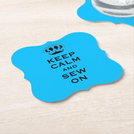 Custom Sky Blue Keep Calm (uw woord) Set van 6 Kartonnen Onderzetters (Gekanteld)