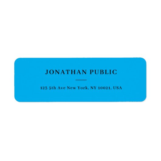 Custom Sky Blue Minimalistische Sjabloon retouradr Etiket (Voorkant)