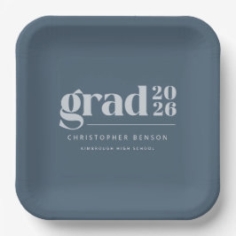 Custom Slate Blue 2026 Grad Graduation Papieren Bordje