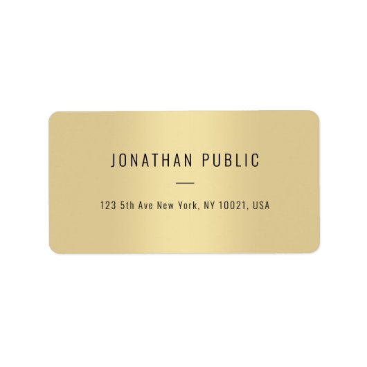 Custom Sleek Gold Modern Simple Template Address Etiket (Voorkant)