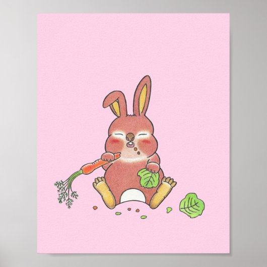 Custom Sleepy baby Bunny Animal nursery poster (Voorkant)