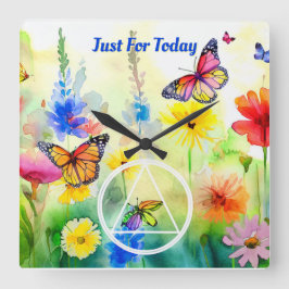 CUSTOM Slogan AA Symbool Vlinders en bloemen Vierkante Klok